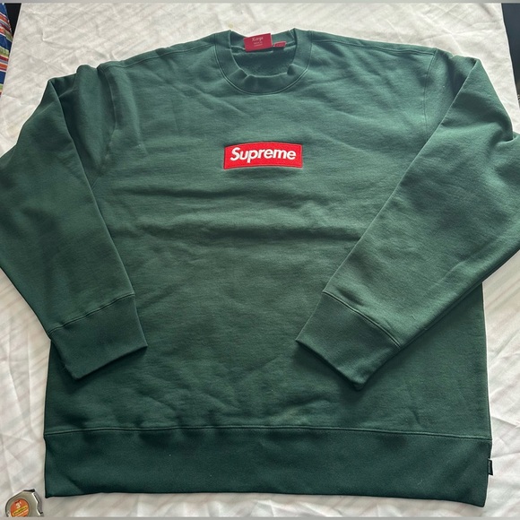 Supreme dark pine green boxy crew neck sweatshirt size X-Large NWOT